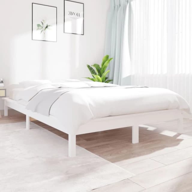 Vidaxl Bed Frame White 120X200 Cm Solid Wood Pine, White 820537