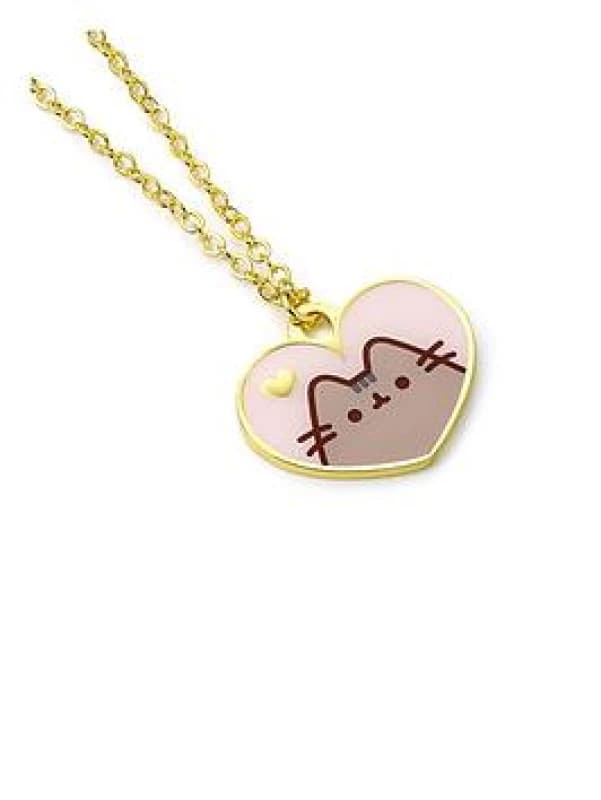 Pusheen Pusheen Cat Pink Enamel & Gold Tone Heart Necklace