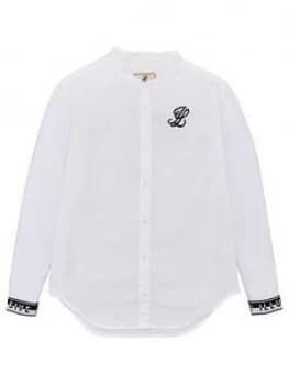 Illusive London Boys Grandad Collar Long Sleeve Shirt - White