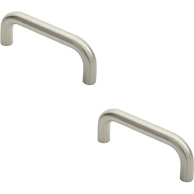 Loops 2x Round D Bar Pull Handle 169 x 19mm 150mm Fixing Centres Satin Stainless Steel Metallics unisex