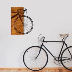 Bisiklet Walnut Black Decorative Wooden Wall Accessory