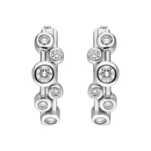 18ct White Gold Diamond Bubble Hoop Earrings