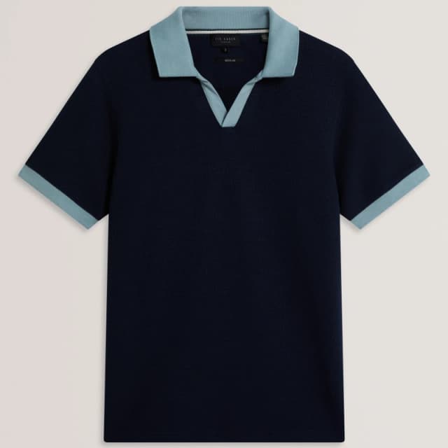 Ted Baker Ted SS TxtOpnNk Polo Sn62 Navy male S (2)