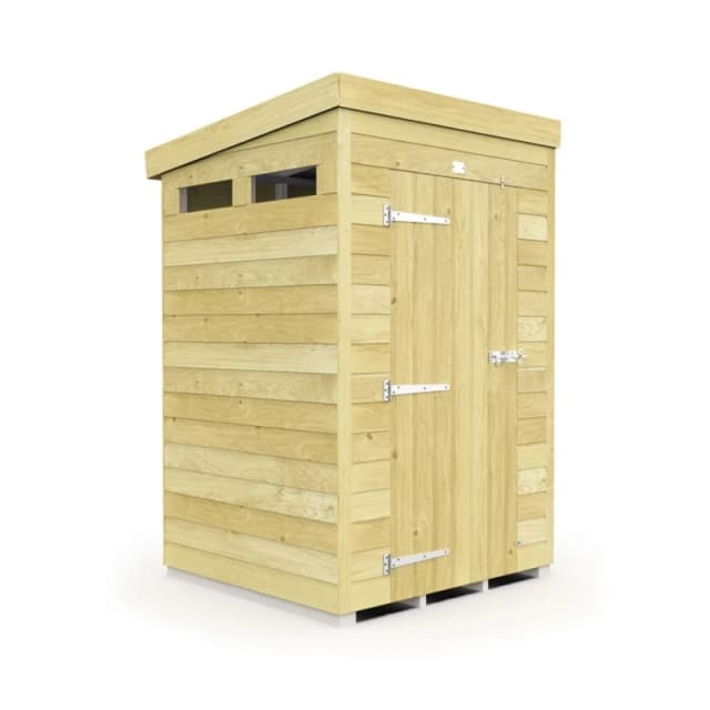 Buttercup Farm 4 x 4 Feet Pent Security Shed - Single Door - L118 x W127 x H201cm in Brown Brown Unisex