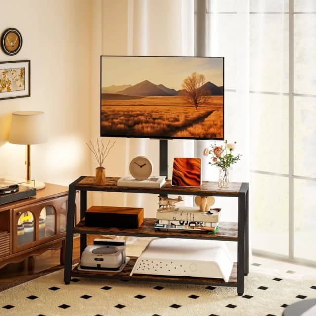 HOMCOM HOMCOM TV Stand Cabinet with Swivel Bracket for 32 - 70" TVs in Brown Brown One Size Unisex 5063603976467