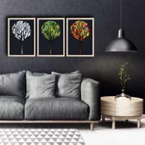 3PKCT-010 Multicolor Decorative Framed MDF Painting (3 Pieces)