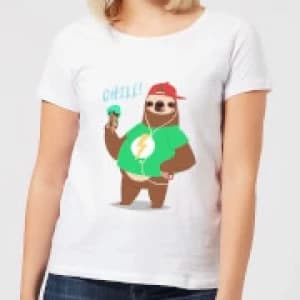 Sloth Chill Womens T-Shirt - White - 3XL