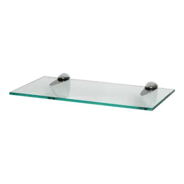 Harbour Housewares Floating Glass Shelf - 40Cm - Silver Brackets - Bathroom Shower Storage Vanity Display Unit Shelf