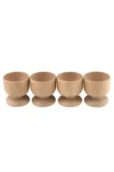 Apollo Beech Wood Egg Cup, Set of 4, Brown