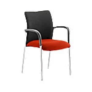 Visitor Chair Academy Black Fabric Back With Tabasco Red Seat With Arms