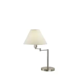 Hilton Lifestyle Fabric Tapered Shade Table Light Matt Nickel, 1x E27