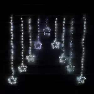 1.2m Premier Christmas Static Star LED Silver Pin Wire V Curtain Lights in White