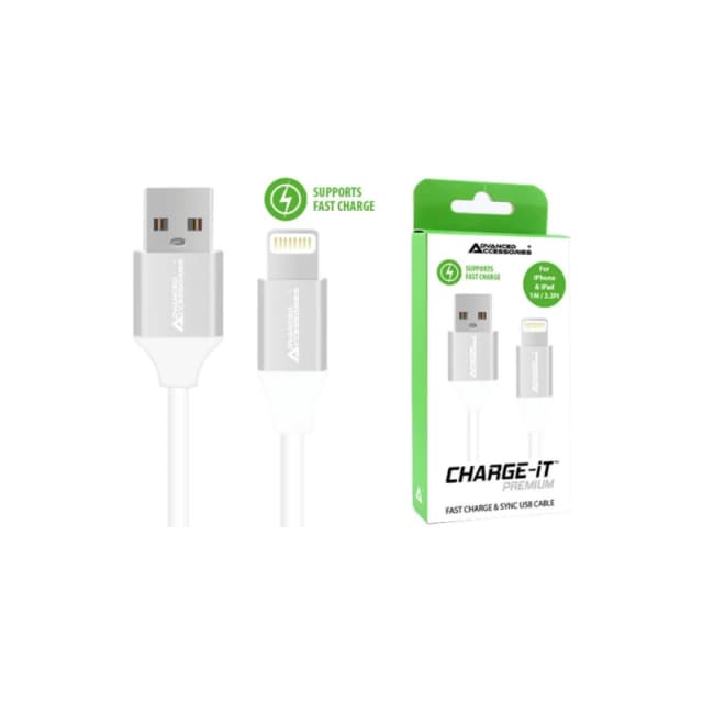 CHARGE-IT Premium 1 Metre USB-A to Lightning Cable - White MRM07020 White