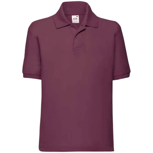 Fruit of the Loom Poly Cotton Pique Polo Shirt in Burgundy Size: 12-13 Years Burgundy Unisex 12-13 Years