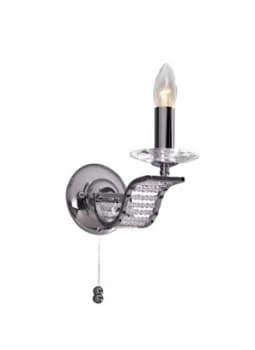 Wall Lamp Switched 1 Candle Light Polished Chrome, Crystal