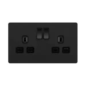 BG Evolve Matt Black Double Switched 13A Power Socket - PCDMB22B