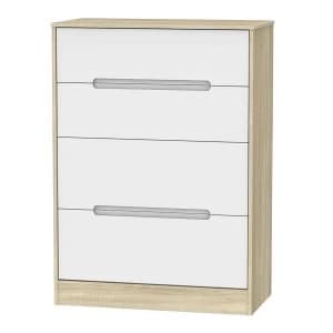 Robert Dyas Barquero Ready Assembled 4-Drawer Deep Chest - Pine/White Gloss