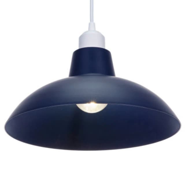 Happy Homewares Industrial Retro Designed Matt Midnight Blue Curved Metal Ceiling Pendant Shade