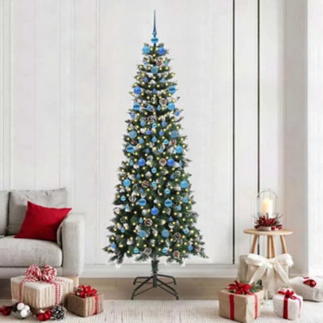 vidaXL Artificial Christmas Tree with 300 LEDs, Blue Balls Green 86 x 86 x 210 cm, Green 3395839