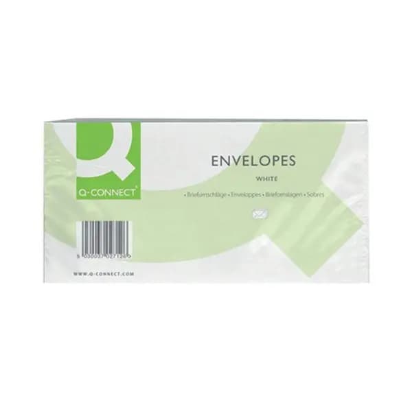 Q-Connect Q-Connect DL Envelopes Window Peel and Seal 100gsm White (Pack of 500) KF03000 KF03000