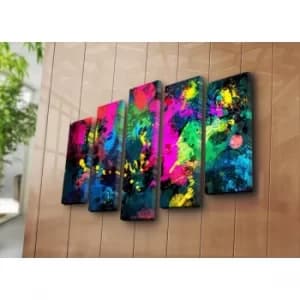 5PATK-144 Multicolor Decorative Canvas Painting (5 Pieces)