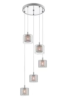 Laure 5 Light Chrome Spiral Light Cluster Pendant Ceiling Light