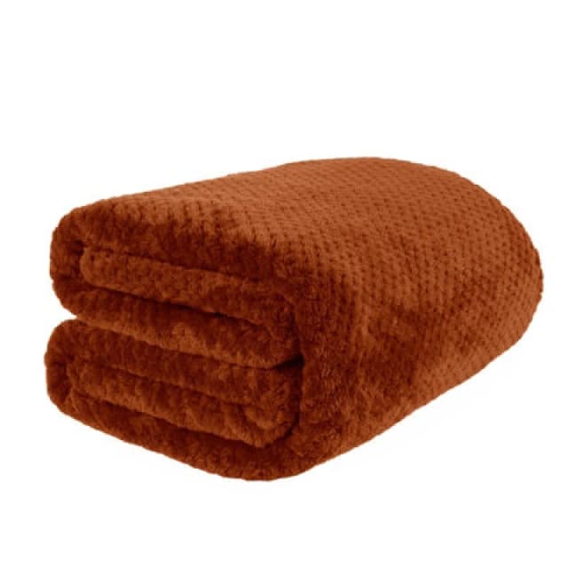 OHS OHS Luxury Large Waffle Honeycomb Mink Warm Throw in Burnt Orange Size: 150cm x 200cm Burnt Orange 150cm x 200cm Unisex 5027434168590
