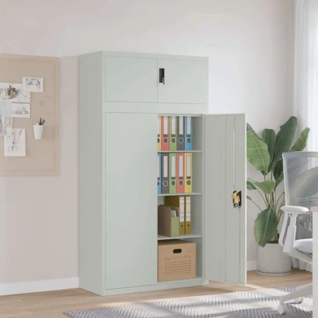 Vidaxl File Cabinet Light Grey 90X40X180 Cm Steel, Grey 3188319