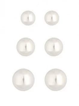 Mood Mood Pack Of Three Silver Plated Pearl Three Pack Stud Earrings
