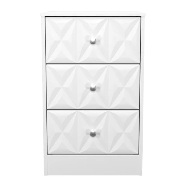 Genoa Ready Assembled Matt White 3 Drawer Bedside Chest (H)726mm (W)450mm (D)395mm