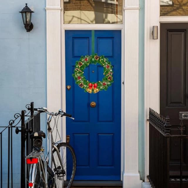 Shatchi 38Cm Metal Wreath Hanger Green - Classic Look For Seasonal Decor