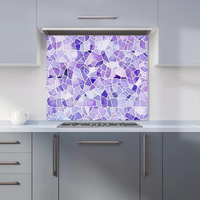 Warren Reed - Designer Purple & White Mosaic Design Kitchen Splashback Size: 600mm x 750mm Purple Unisex 600mm x 750mm