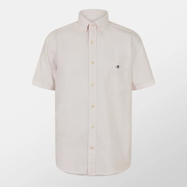 Gant Regular Fit Striped Classic Oxford Short Sleeve Shirt Light Pink male S