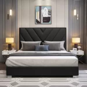 Deana Bed Small Double Plush Velvet Black
