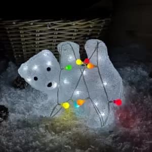21cm LED Indoor Outdoor Acrylic Polar Bear Christmas Decoration in Cool White