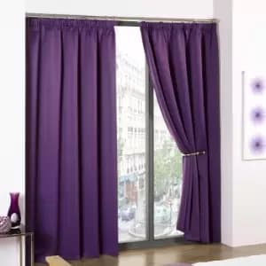 Emma Barclay Cali Thermal Woven Blackout Pencil Pleat Curtains, Amethyst, 46 x 72 Inch