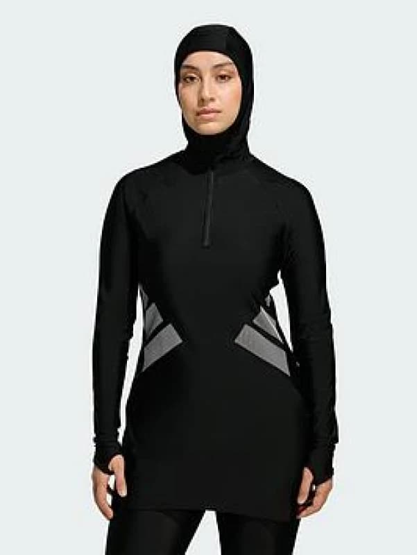 Womens long-sleeved swimsuit top adidas Big Bars Noir Female 50