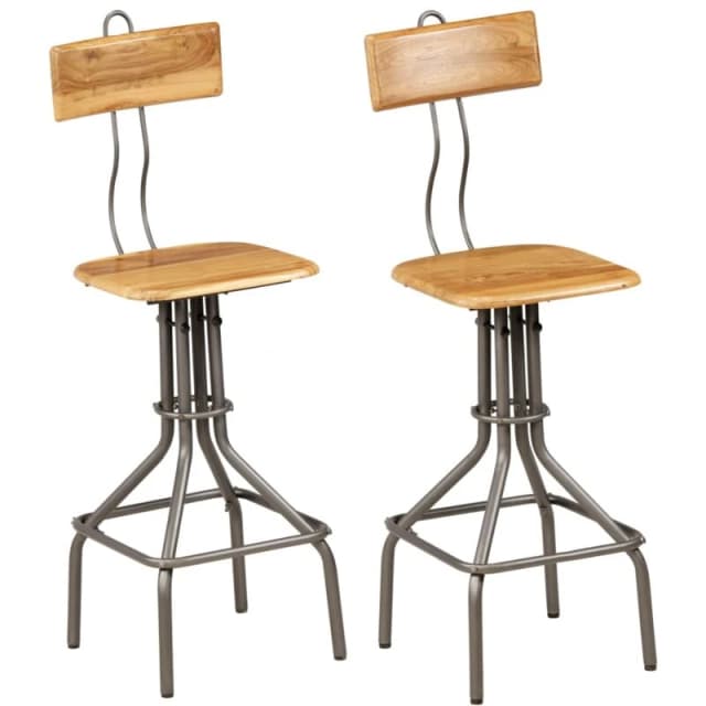 Vidaxl Bar Chairs 2 Pcs Solid Reclaimed Teak Wood, Brown 245807