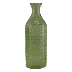 Light Green Large Geometric Embossed Glass Bottle Style Vase