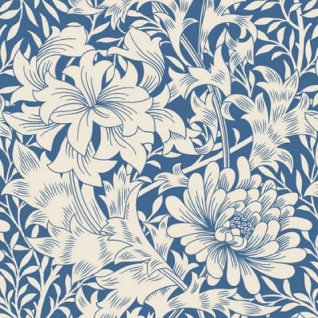 Hoopla Walls Chrysanthemum Indigo Blue Smooth Matt Wallpaper