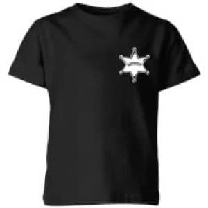 Toy Story Sheriff Woody Badge Kids T-Shirt - Black - 11-12 Years