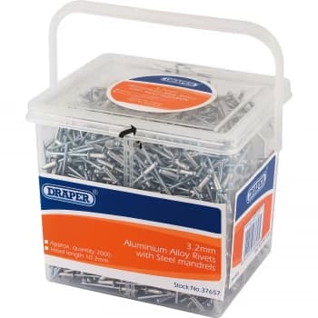 Draper Aluminium Pop Rivets 3.2mm 10mm Pack of 2000