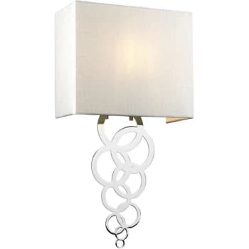 Rosa Medium 1 Light Wall Light, Polished Chrome, Ivory Faux Silk Shade - Elstead