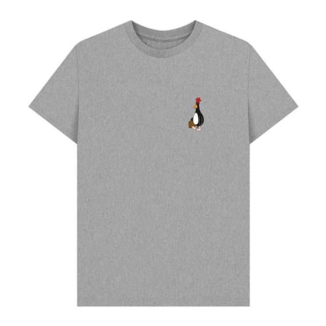 Wallace & Gromit Mens Villain Feathers McGraw T-Shirt in Mid Grey Size: Small Mid Grey Male S