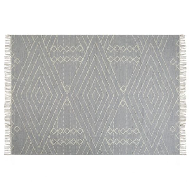 Beliani Rug Khenifra Light Grey 140 X 200 Cm Cotton