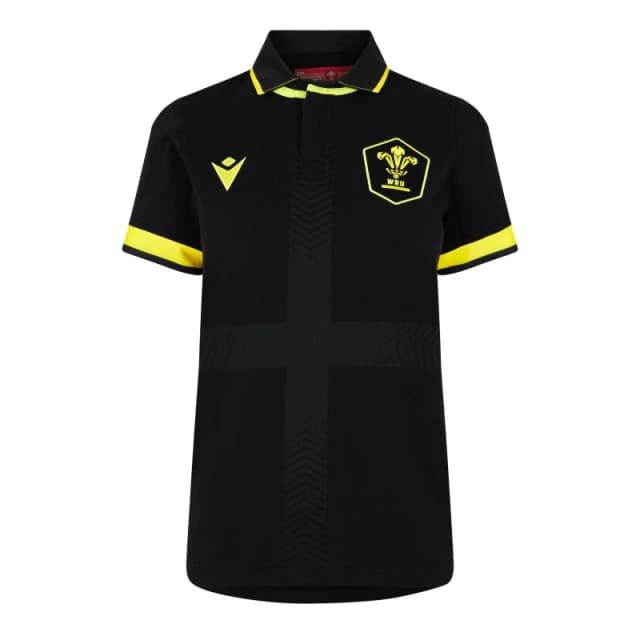 Macron Wales Rugby Shirt Polo 2023 Womens - Black 8