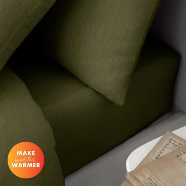 Catherine Lansfield Brushed Cotton Soft and Cosy Bed Linen Fitted Sheet Green