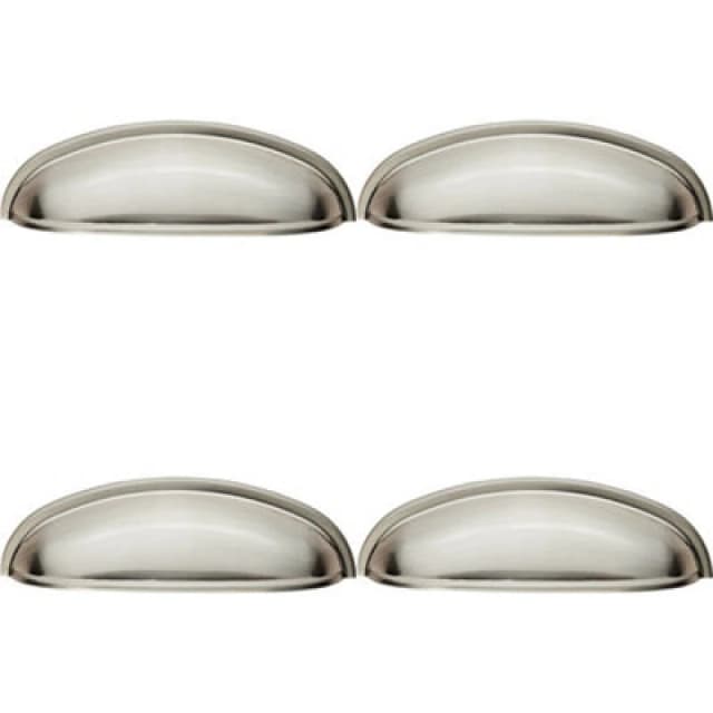Loops 4x Shaker Cup Pull Handle 124 x 35mm 96mm Fixing Centres Satin Nickel Metallics unisex