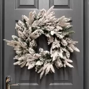 Premier 50cm Lapland Flocked Wreath with PE and PVC Tips