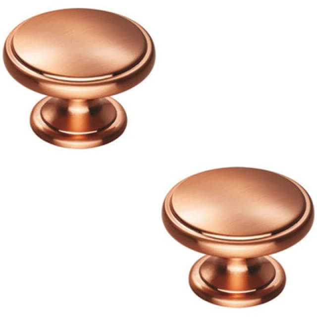 Loops 2x Ring Domed Cupboard Door Knob 38.5mm Diameter Satin Copper Cabinet Handle Copper unisex